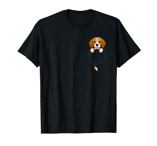 Funny Beagle Peeking in Pocket Animal Dog Lover Pet Mom T-Shirt