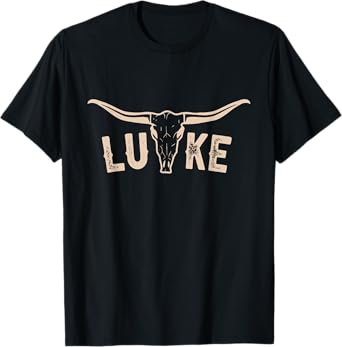 Vintage Luke Bull-Skull Western Gift Personalized Name T-Shirt