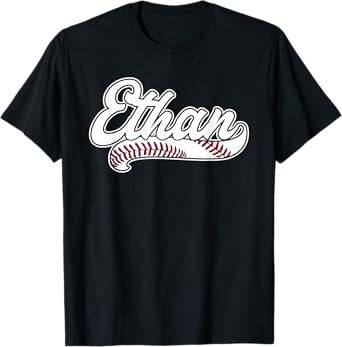 Ethan Personalized Baseball Fan Birthday Name T-Shirt