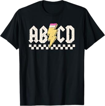 Boys Girls Teachers ABCD Rock Graphic back to School Class T-Shirt