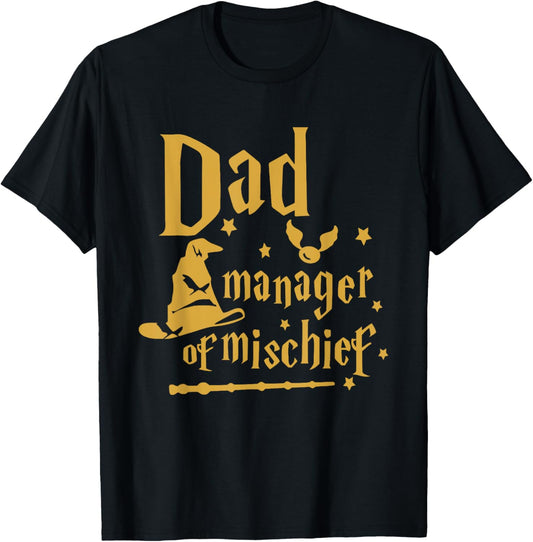 Funny Men Magical Dad Manager of Mischief Father's Day Tee T-Shirt