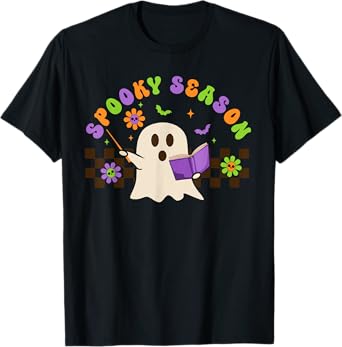 Cute Teacher Ghost Halloween Ghost Spooky Season Teacher Boo T-Shirt