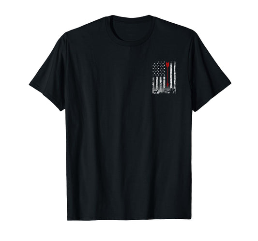 American Flag Bow Hunting Patriotic Design On Back T-Shirt