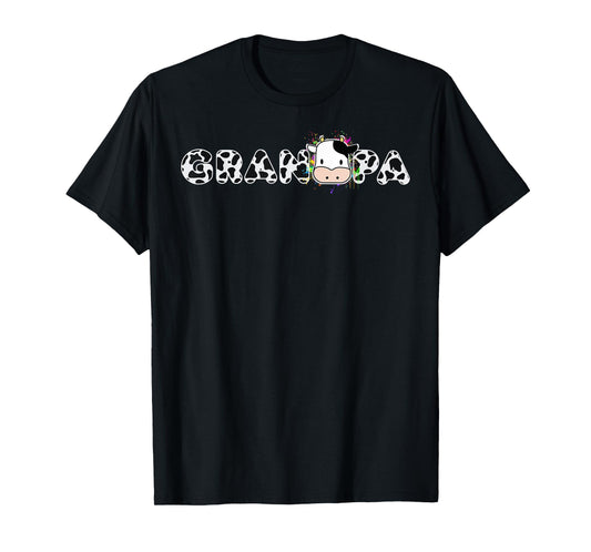 Cow Grandpa Birthday Farm Animals Grandpa Cow Farm Birthday T-Shirt