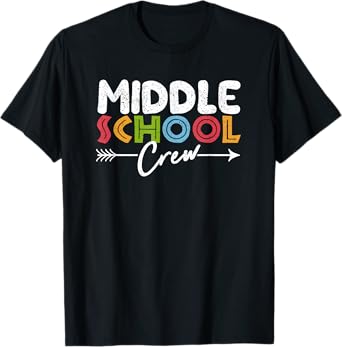 Middle School Crew Retro Funny Teacher Student Vintage T-Shirt