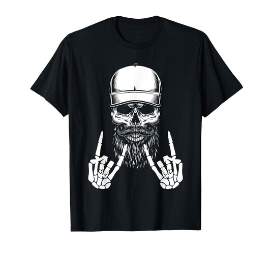 Cool Halloween Punk Rock Skeleton Cap Skater Rocker Skell T-Shirt