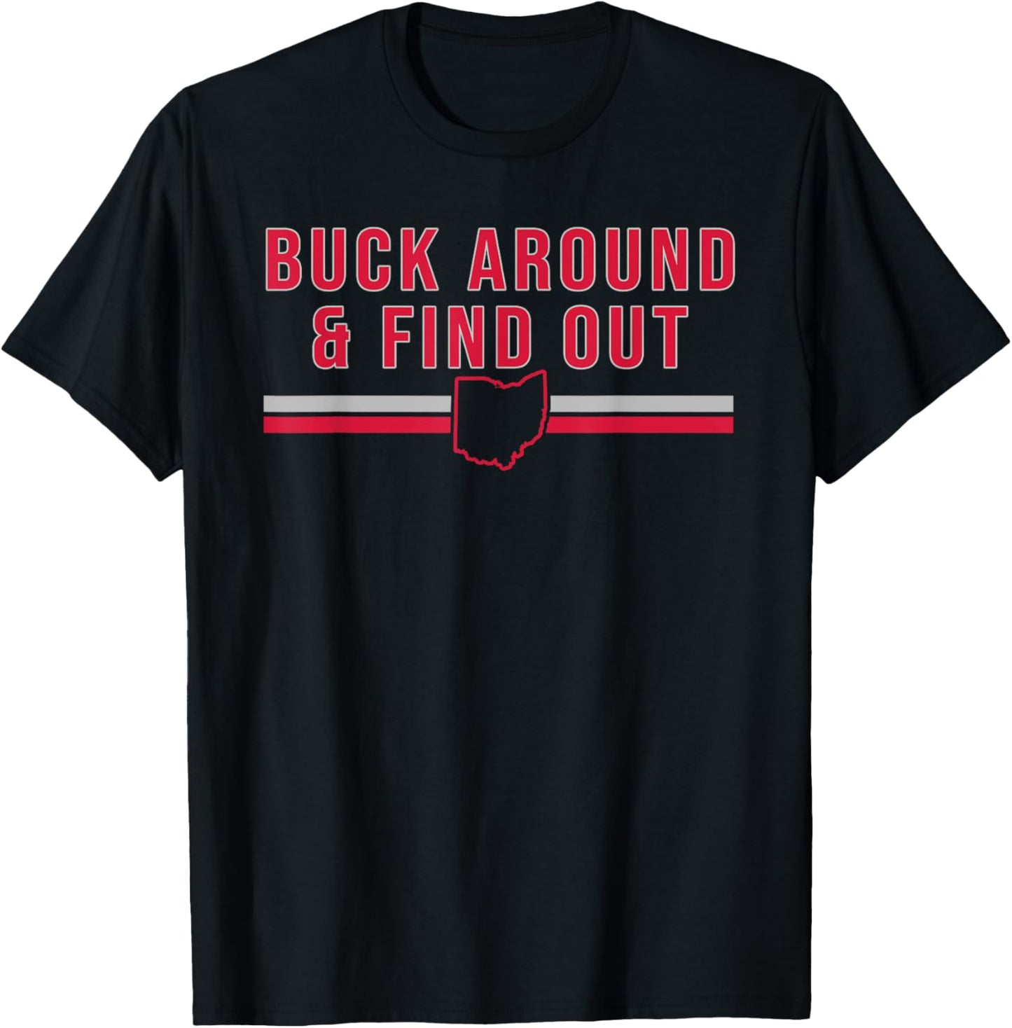 Unisex-Adults & Kids Black T-Shirt Small Ohio Map Letter Print
