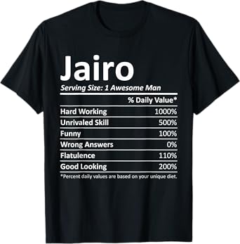 JAIRO Nutrition Funny Birthday Personalized Name Gift Idea T-Shirt