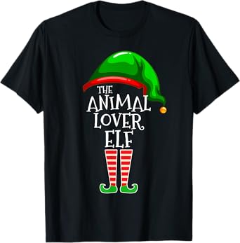 The Animal Lover Elf Family Matching Group Christmas Gift T-Shirt