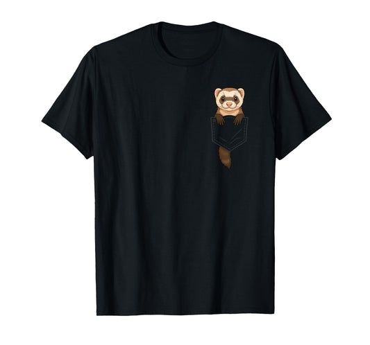 Funny Ferret Peeking in Pocket Animal Lover Men Women Kids T-Shirt
