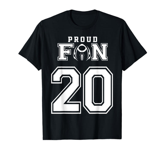 Custom Proud Football Fan Number 20 Personalized T-Shirt