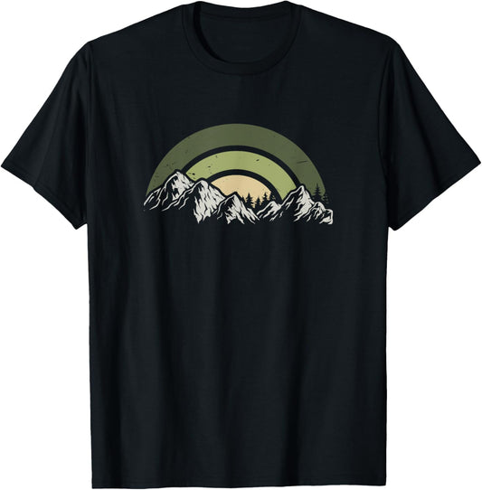 Vintage Nature Graphic Trees Mountains Moon Wildlife Men T-Shirt