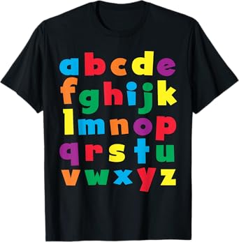 Colorful Letters Alphabet educational ABCs boy girl kids T-Shirt