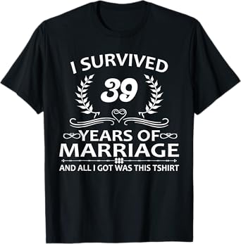39th Wedding Anniversary Couples Husband Wife 39 Years T-Shirt