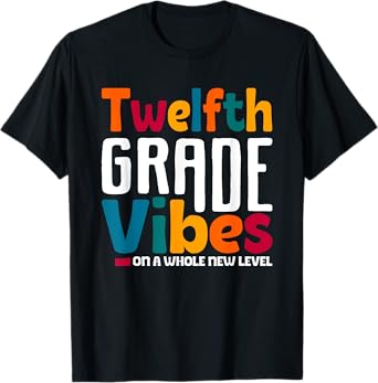 Twelfth Grade Vibes Vintage 1st Day School Team 12th Grade T-Shirt