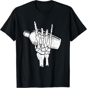 Retro Bartender Rock On Hand for Men Women Skeleton Bartender T-Shirt, Unisex-Adults, Black, Small, Short Sleeve, T-Shirt