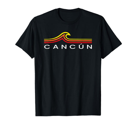 Cancun Mexico Waves Vintage Mens Womens Girls Boys Souvenir T-Shirt