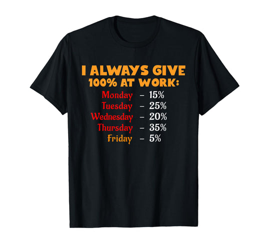 Funny I Always Give 100 Percent At Work Labor Day Men Women T-Shirt