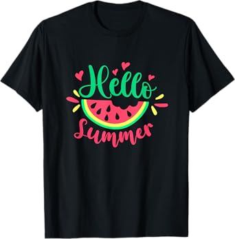 Hello Summer Watermelon Summertime Summer Vacation T-Shirt for Men Women Girls Kids