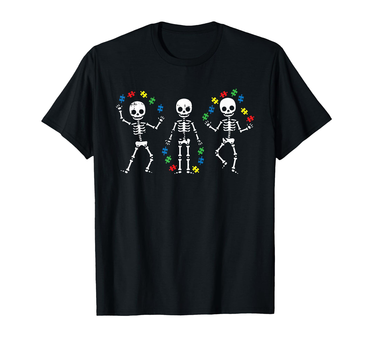 Skeleton Autism Awareness Puzzle Piece Autistic Warrior Boys T-Shirt
