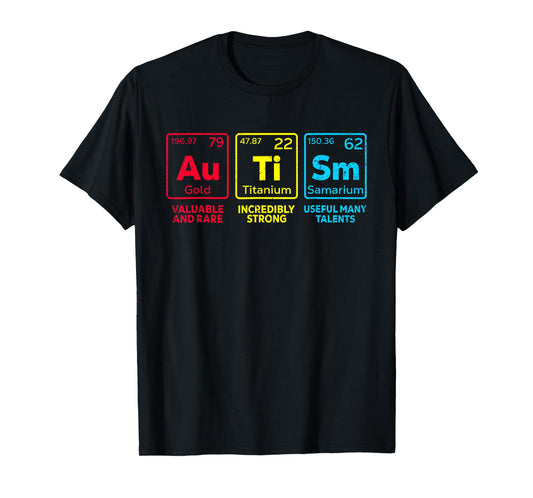 Autism Awareness Women Men Kids Elements Periodic Table T-Shirt
