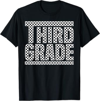 Checkered 3rd Grade Back to School Boys Girls Kids Teacher T-Shirt