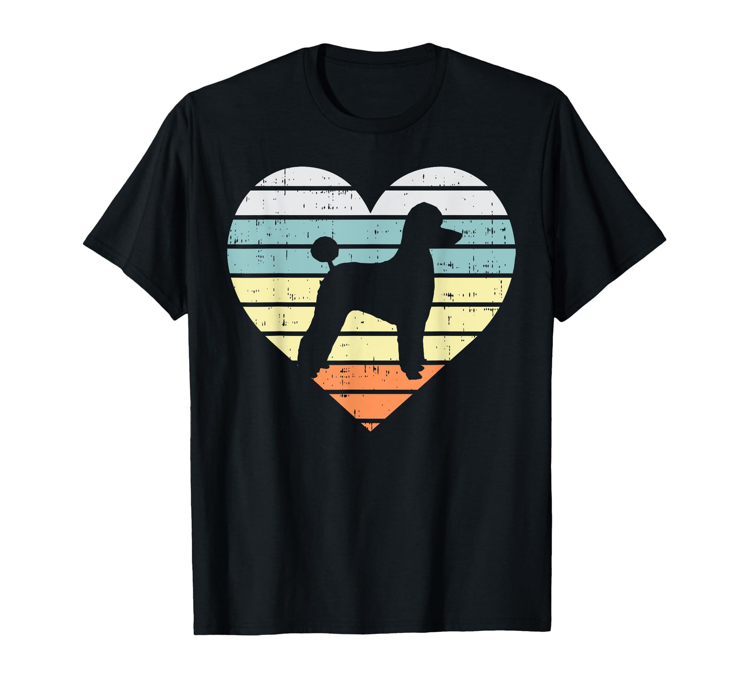 Poodle Silhouette Heart Sunset Retro Dog Lover Owner Gift T-Shirt
