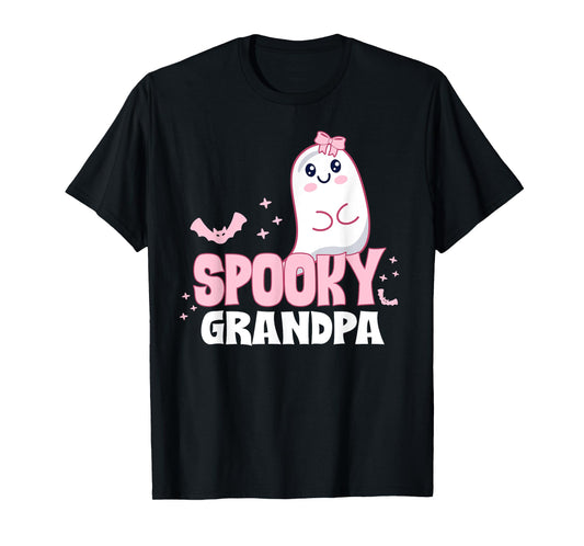 Spooky Grandpa Family Cute Pink White Ghost Boo Halloween T-Shirt