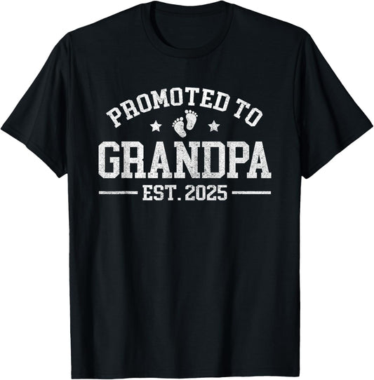 Promoted to Grandpa est. 2025 Grandparents Baby Announcement T-Shirt