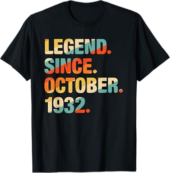 89th Birthday Gift 89 Year Old Legend Since October 1932 T-Shirt