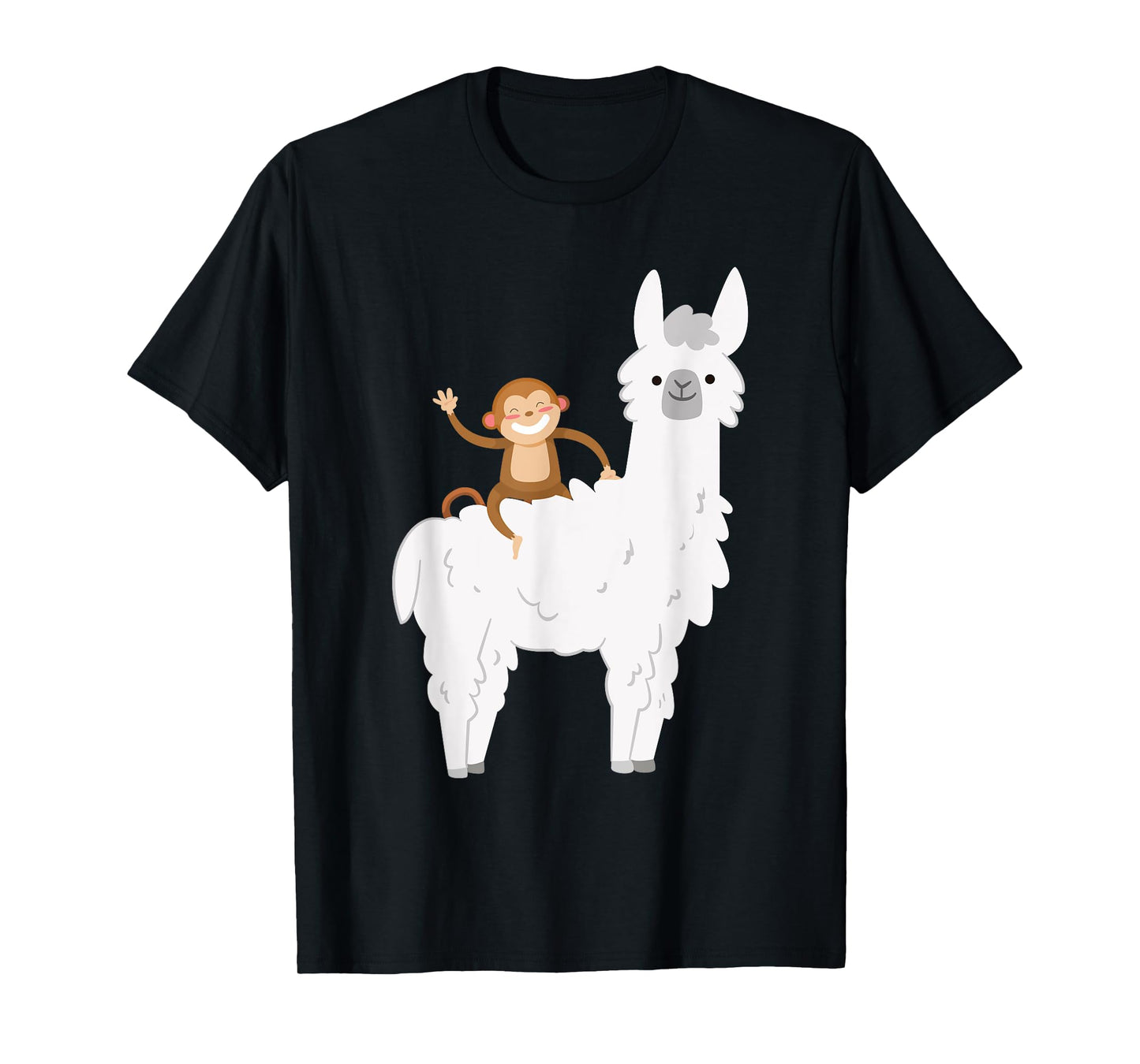 Ridiculous Monkey Riding Llama Alpaca Animal Lover Gift T-Shirt