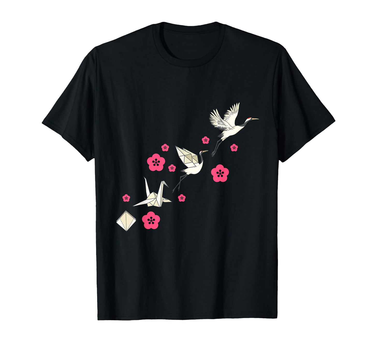 Common Crane Flowers Origami Bird Lover Nature Cute Birdie T-Shirt