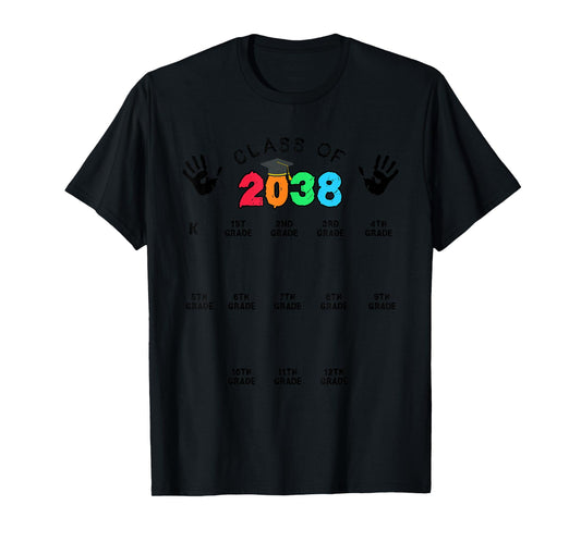 Class of 2038 Grow With Me Handprint Pre-K 12th Grade T-Shirt
