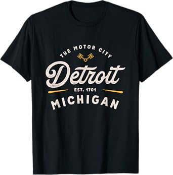 Rustic Motor City Classic Detroit Michigan 1701 USA Gift T-Shirt