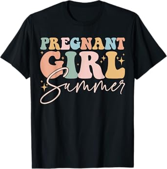 Funny Pregnancy Reveal Pregnant Girl Summer Baby Shower T-Shirt