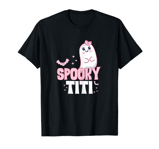 Womens Spooky Titi Family Cute Pink White Ghost Boo Halloween T-Shirt