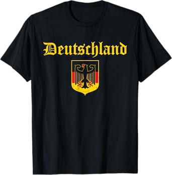 Deutschland Germany Flag Coat Of Arms Eagle Banner Vintage T-Shirt