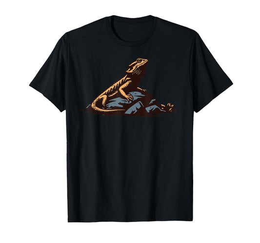 Bearded Dragon On Rock Beardie Lover Reptile Men Women Kids T-Shirt