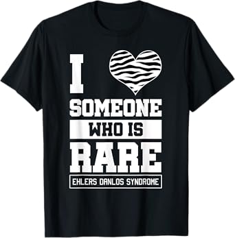 Ehlers Danlos Syndrome Black and White Awareness Ribbon Love T-Shirt