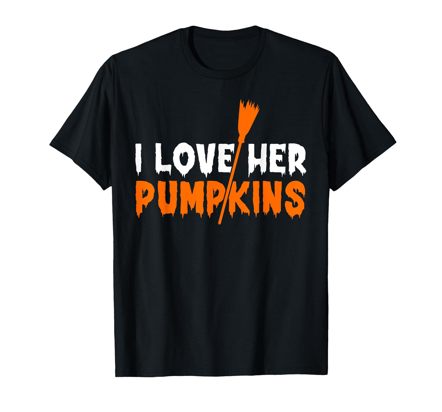 I Love Her Pumpkins I Love His Broomstick Halloween Couples T-Shirt