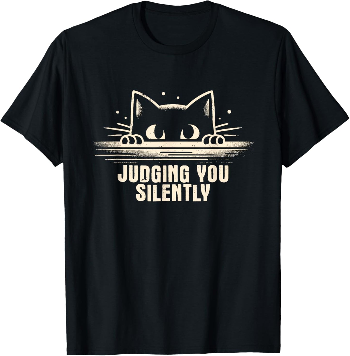 Judging You Silently - Funny Black Cat Kitten Pet Lover T-Shirt