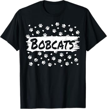 Bobcats Mascot School Spirit Men Women Leopard Footprint T-Shirt
