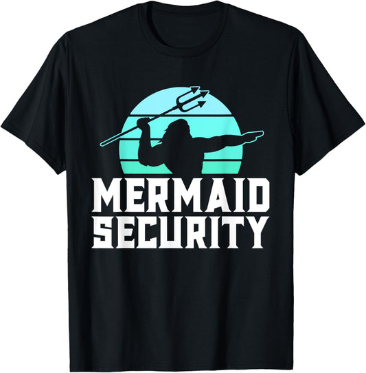 Mermaid Security Shirt Men's Boys Swimmer Dad Merdad Trident T-Shirt