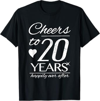 Cheers To 20 Years Married Couples 20th Wedding Anniversary T-Shirt