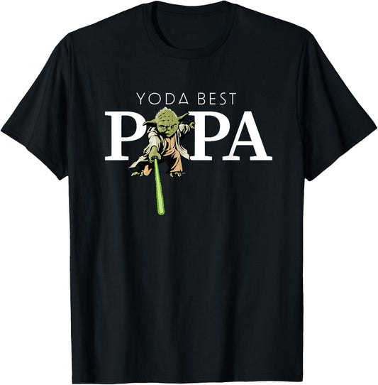 Star Wars Yoda Lightsaber Best Papa Birthday Father's Day T-Shirt