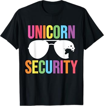 Unicorn Security Birthday Family Halloween Costume Dad Mom T-Shirt