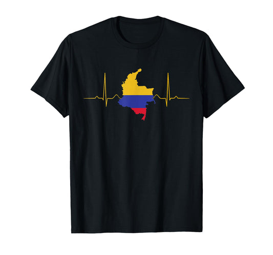 Colombia Heart Colombian Heartbeat Vintage Colombia Map T-Shirt