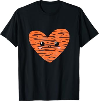 Cute Tiger Face Heart Stripes Print Zoo Costume Women Girls T-Shirt