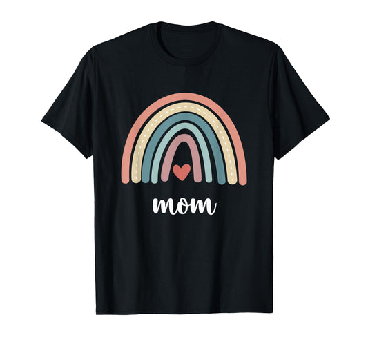 Mom Rainbow Mama Boho Rainbow Family Matching Mommy Birthday T-Shirt