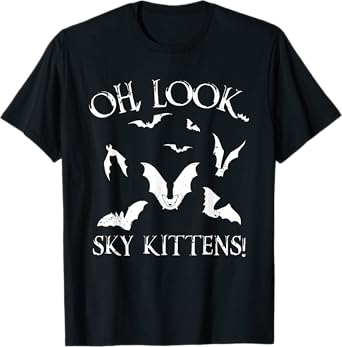 Funny Bat Lover Gift For Men Women Cool Sky Kittens Horror T-Shirt